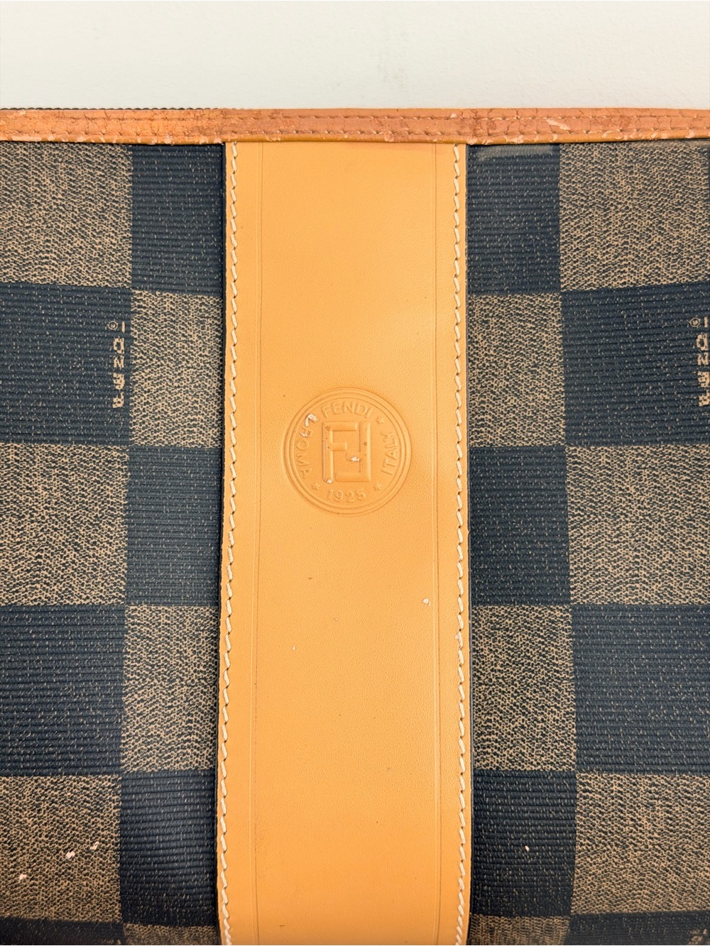 FENDI Vintage Pequin Check Camera Crossbody Bag Brown Black Italy - Picture 12 of 15